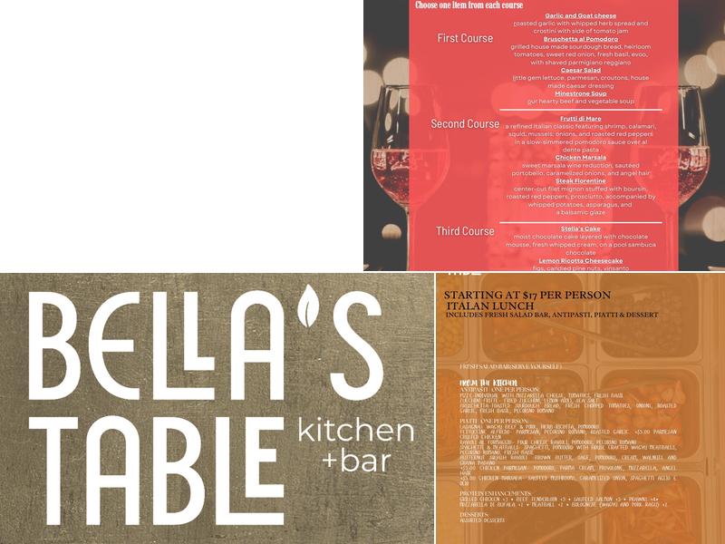 Bella's Table Menu