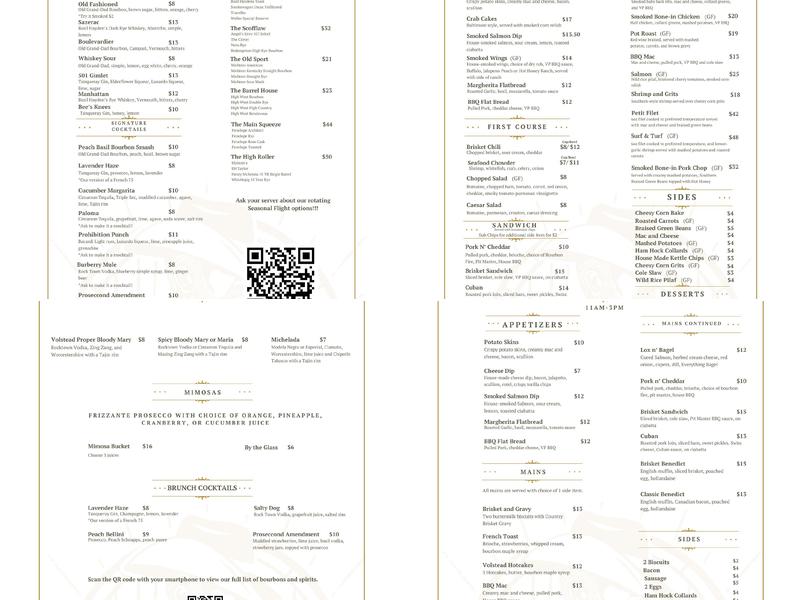 Volstead Proper Menu