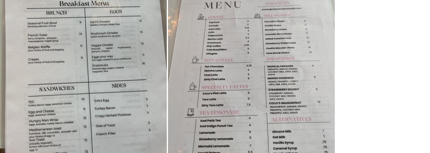 CocoCafe Menu