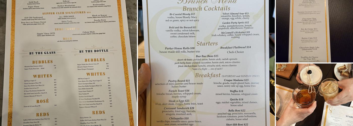 Six One Nine Supper Club Menu