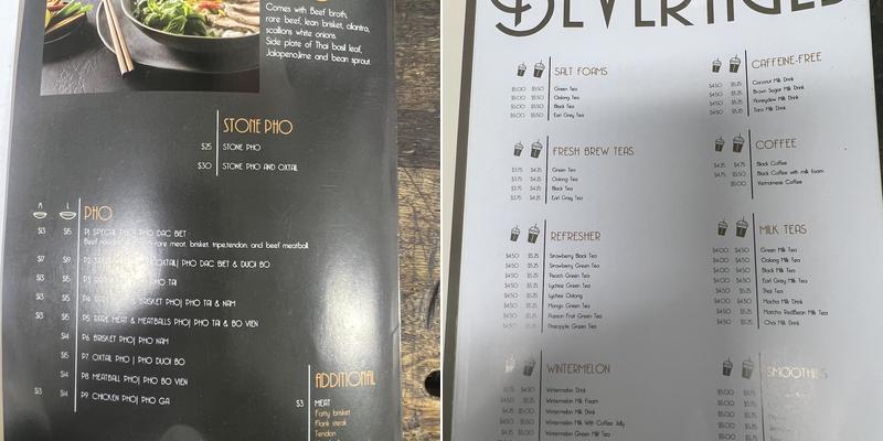 Dazzling Pho N Drinks Menu