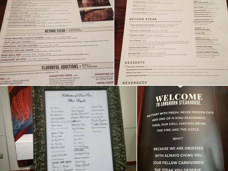 LongHorn Steakhouse Menu