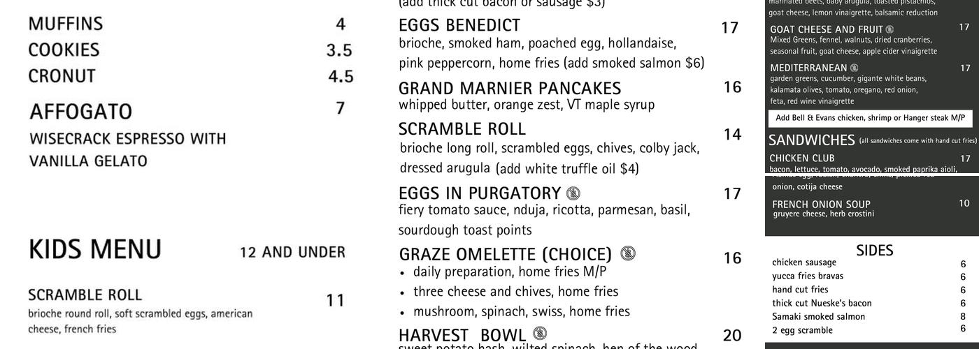 Graze Brunch Kitchen Menu