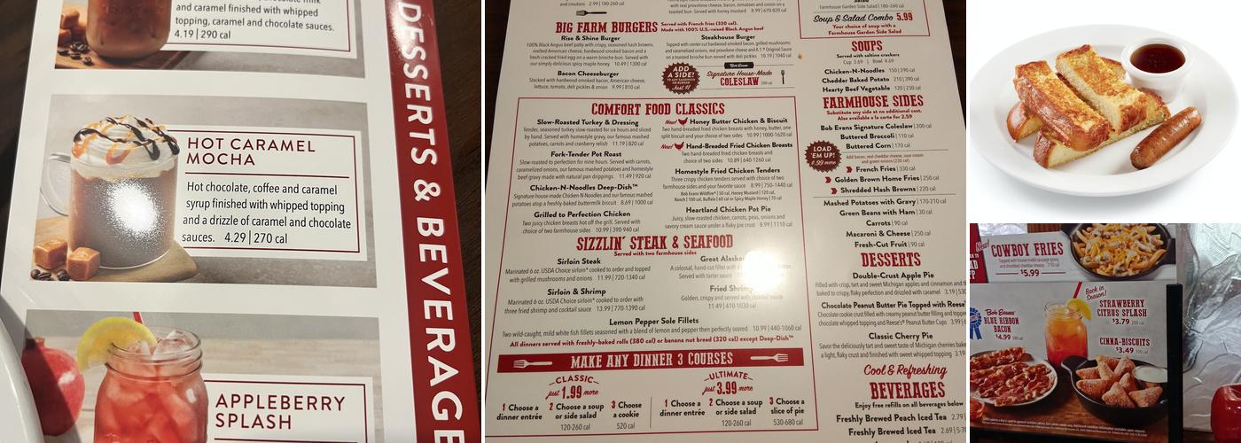 Bob Evans Menu