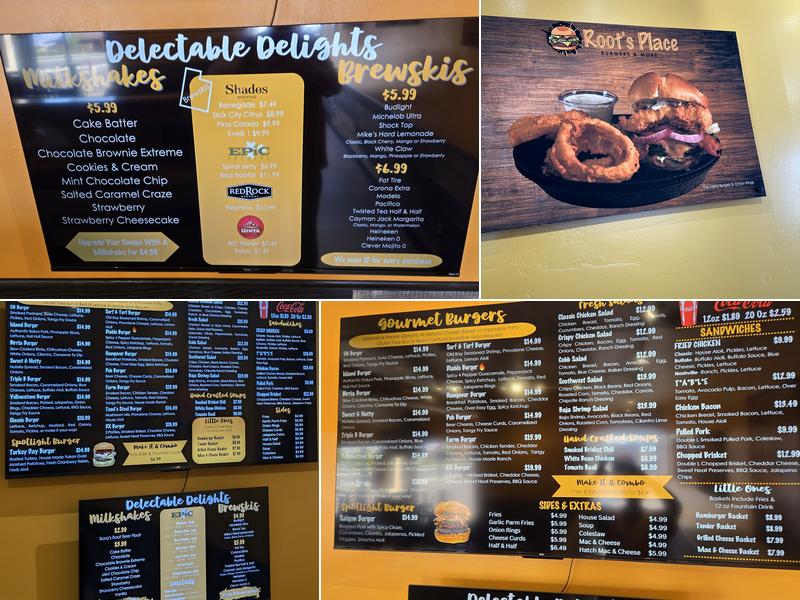 Root's Place Burgers & More Menu