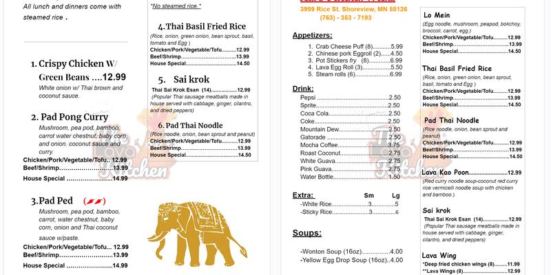 The Lava Kitchen MN Menu