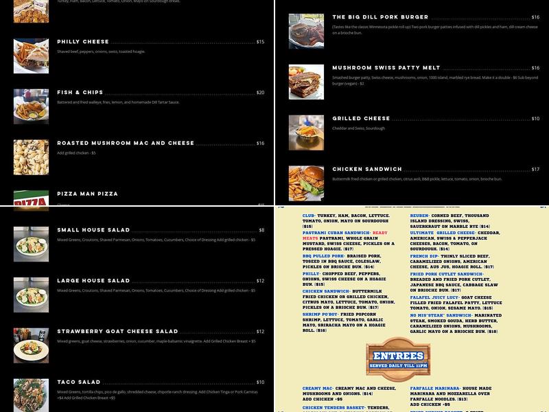 The Dive Sports Bar and Grill Menu