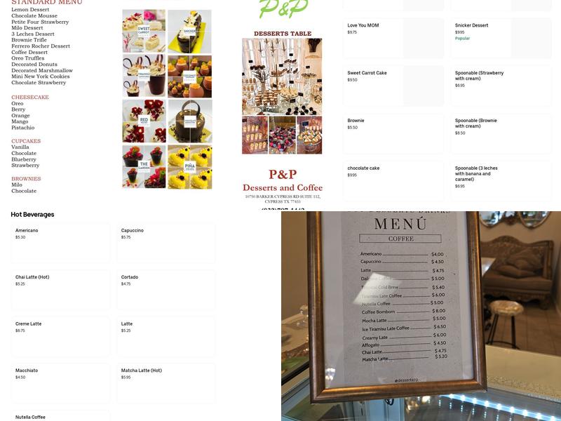 P&P Desserts and Coffee Menu
