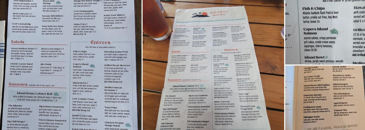 Big Chill Island House Menu