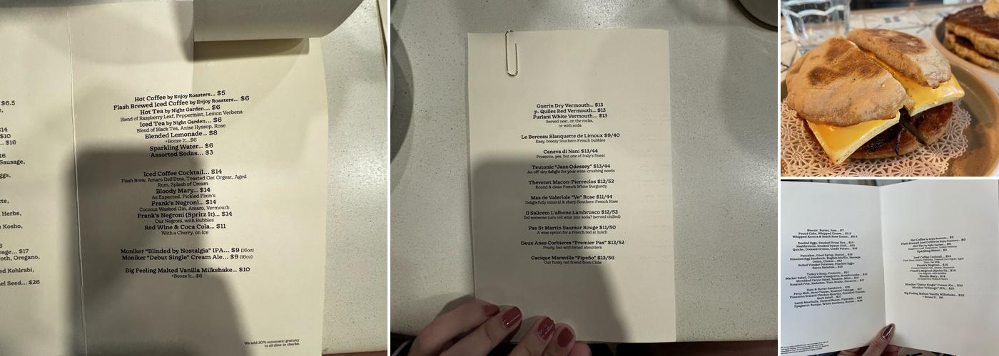 Frank & Laurie's Menu