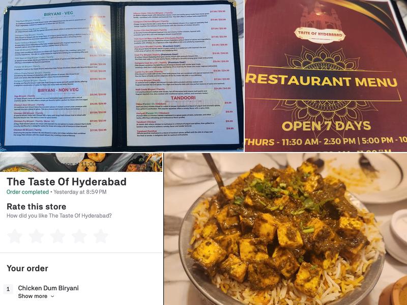 Taste Of Hyderabad Menu