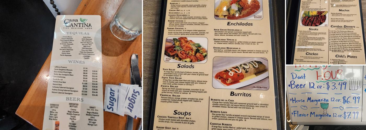 Casa Cantina Menu