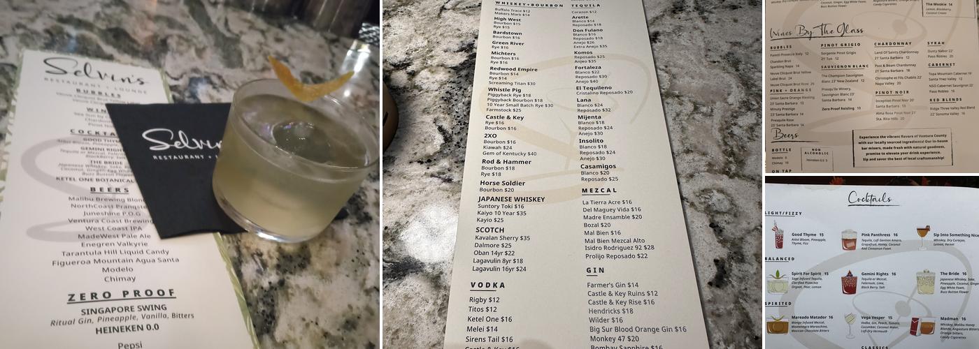 Selvin's Restaurant + Lounge Menu