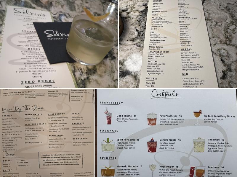 Selvin's Restaurant + Lounge Menu