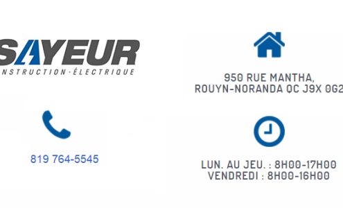 Construction Sayeur Électrique 950 Rue Mantha, Rouyn-Noranda Quebec J9Y 0G2