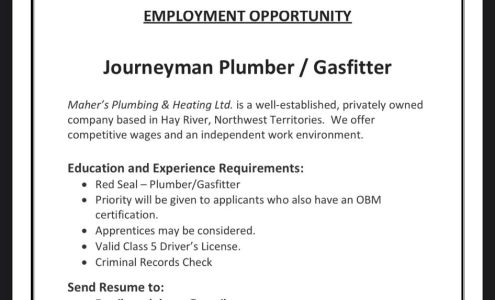 Maher's Plumbing & Heating Ltd. 31 Studney Dr, Hay River Northwest Territories X0E 0R6