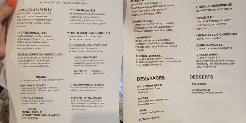 The Spot Menu