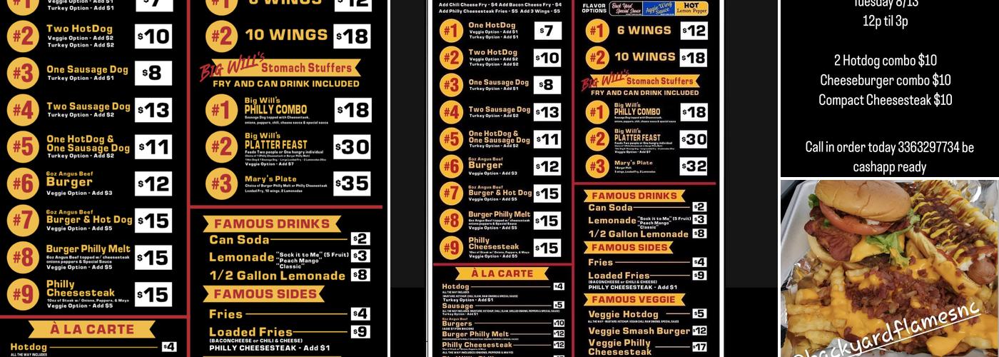 Backyard Flames Menu