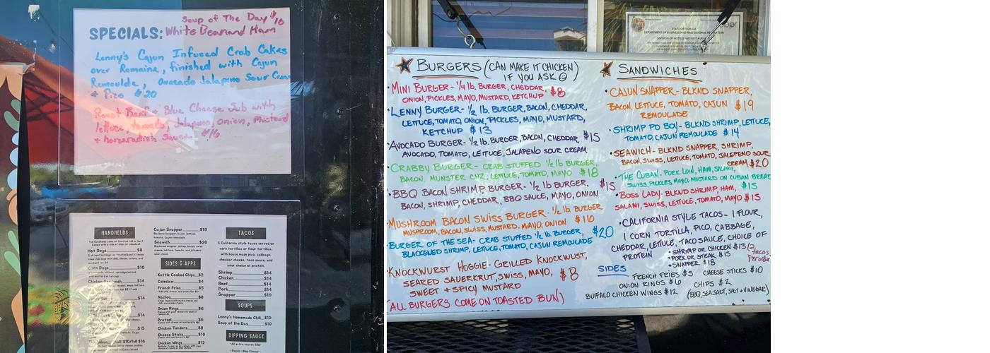 Lenny's Tiki Taste Tour Menu