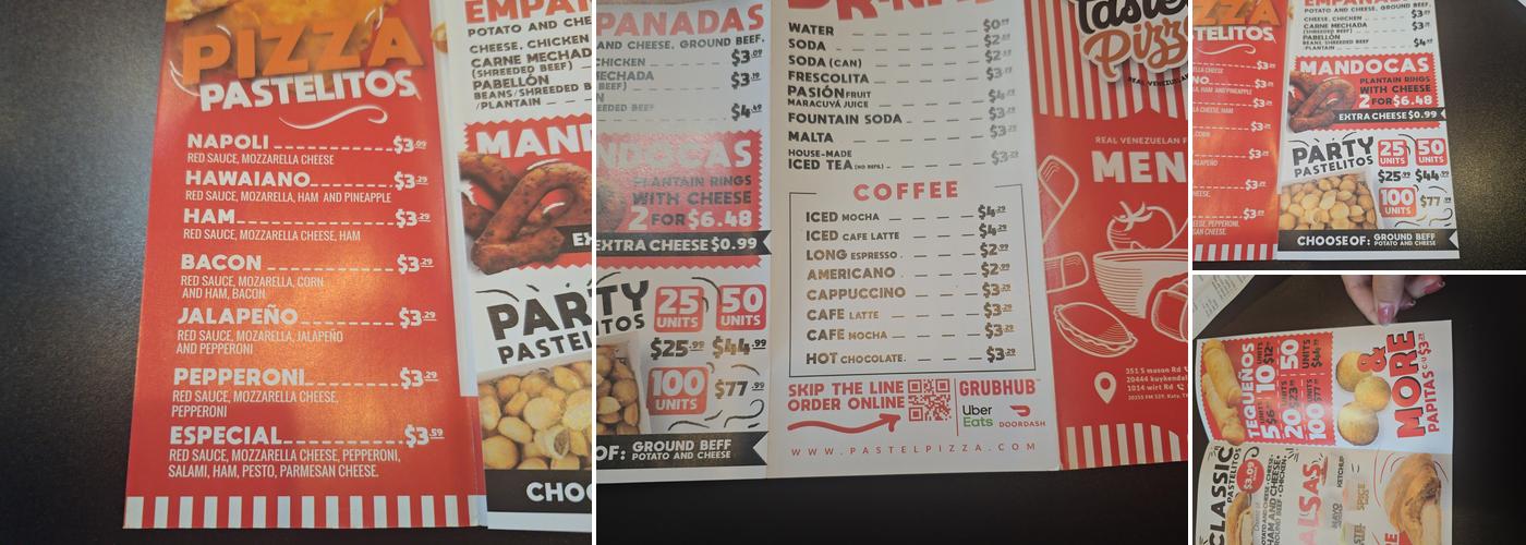 Pastel Pizza Menu