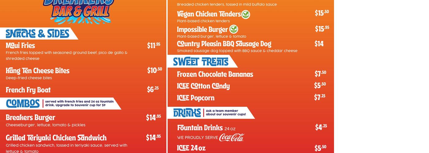 Breakers Bar & Grill Menu