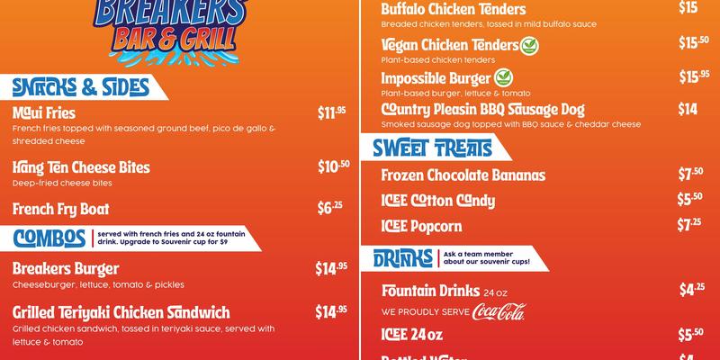 Breakers Bar & Grill Menu