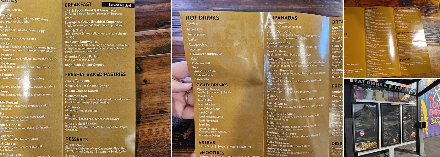 Empanola Ocean Springs Menu