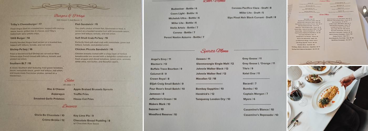 Trilby's Menu