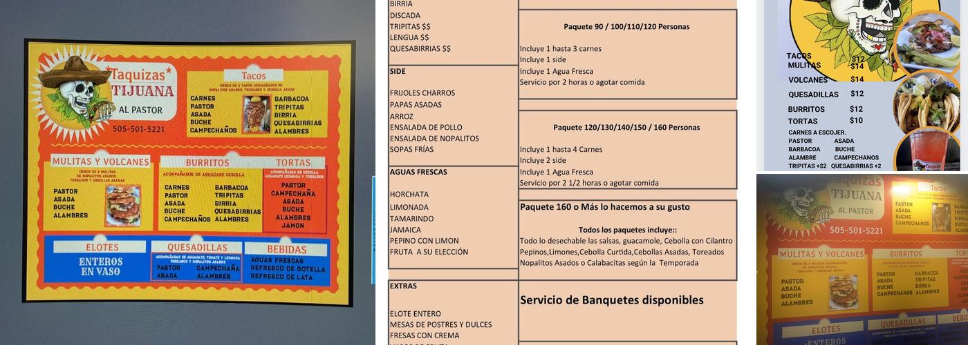 Taquizas Tijuana Menu