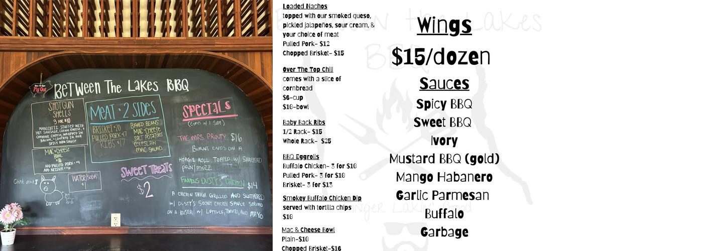 Between the Lakes BBQ Menu