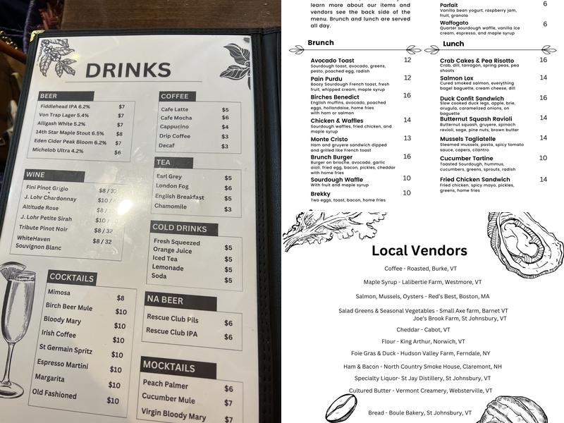 Birches Restaurant Menu
