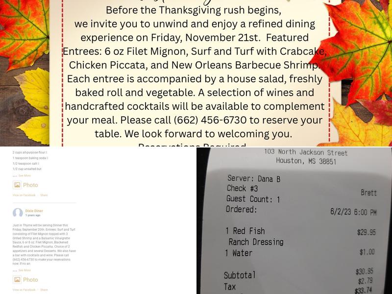Just In Thyme Menu