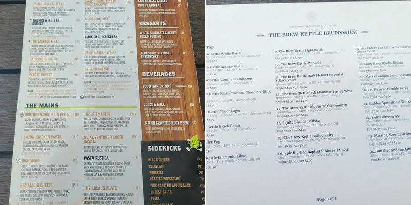 The Brew Kettle Brunswick Menu