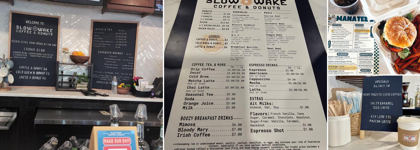 Slow Wake Coffee and Donuts Menu