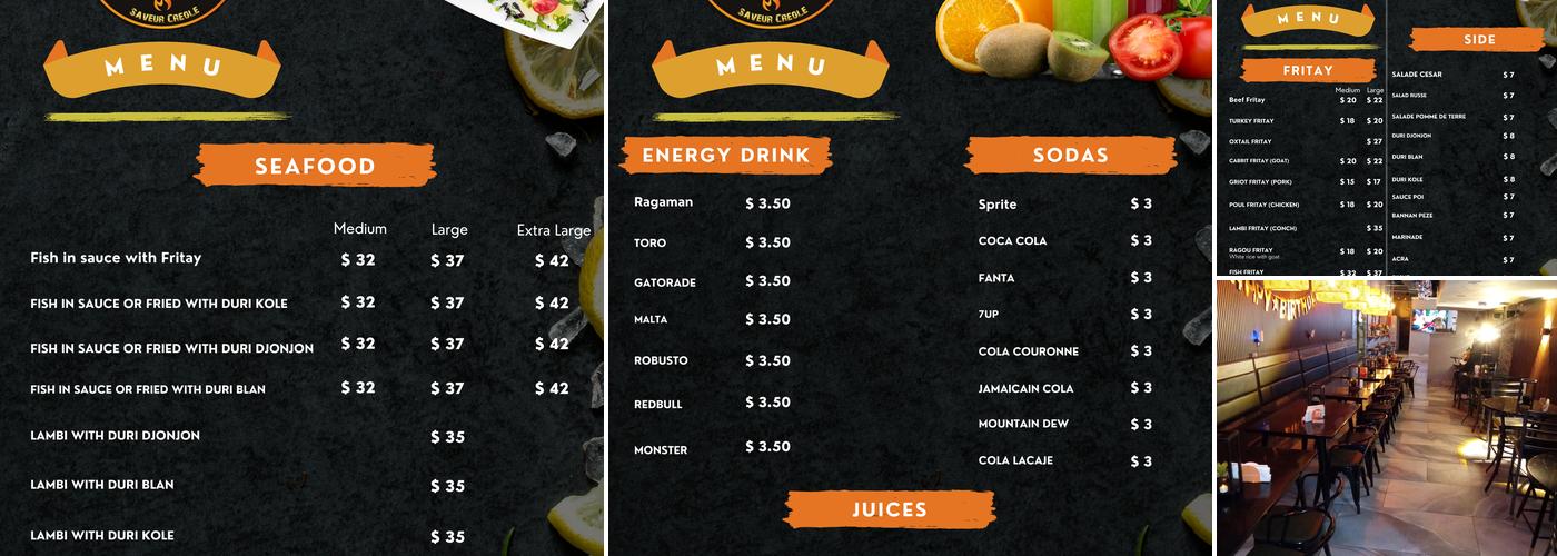 Savana Caribbean Cuisine Menu