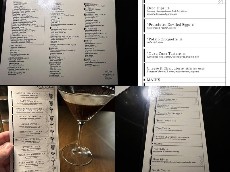 Runaway Whiskey & Wine Menu