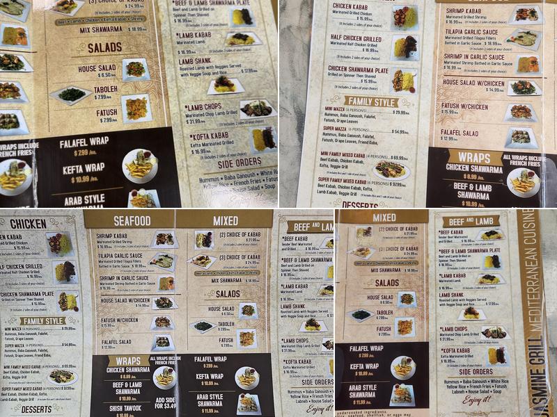 Jasmine Grill Pineville Menu