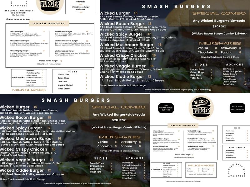 Wicked Burger Menu
