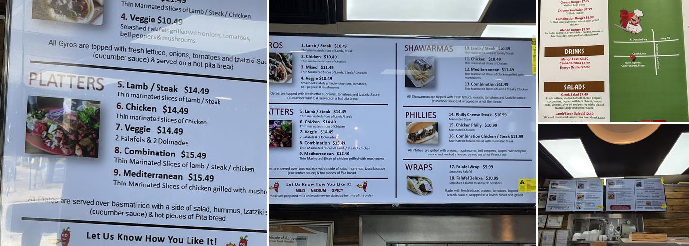 Park’s Gyro and Shawarma Grill Menu
