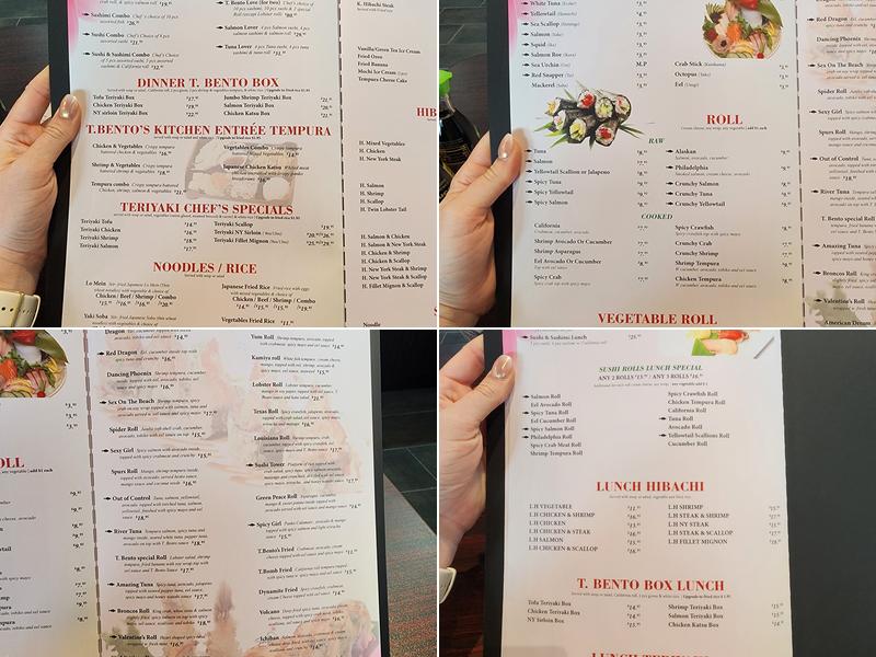 T Bento Hibachi Sushi Bar Menu