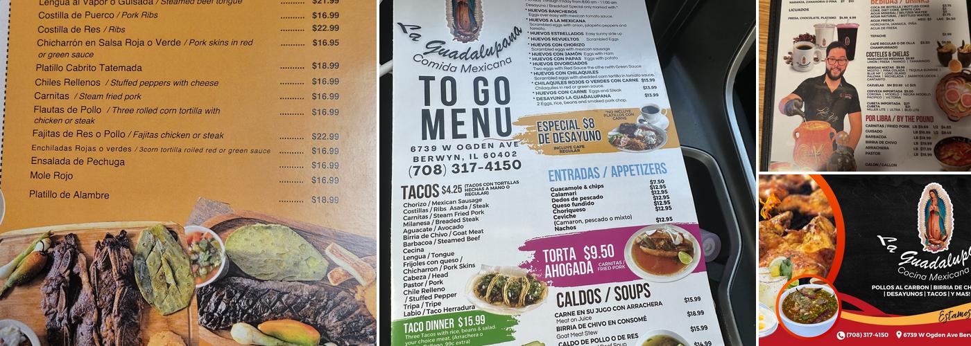 La Guadalupana Restaurant - Berwyn Menu