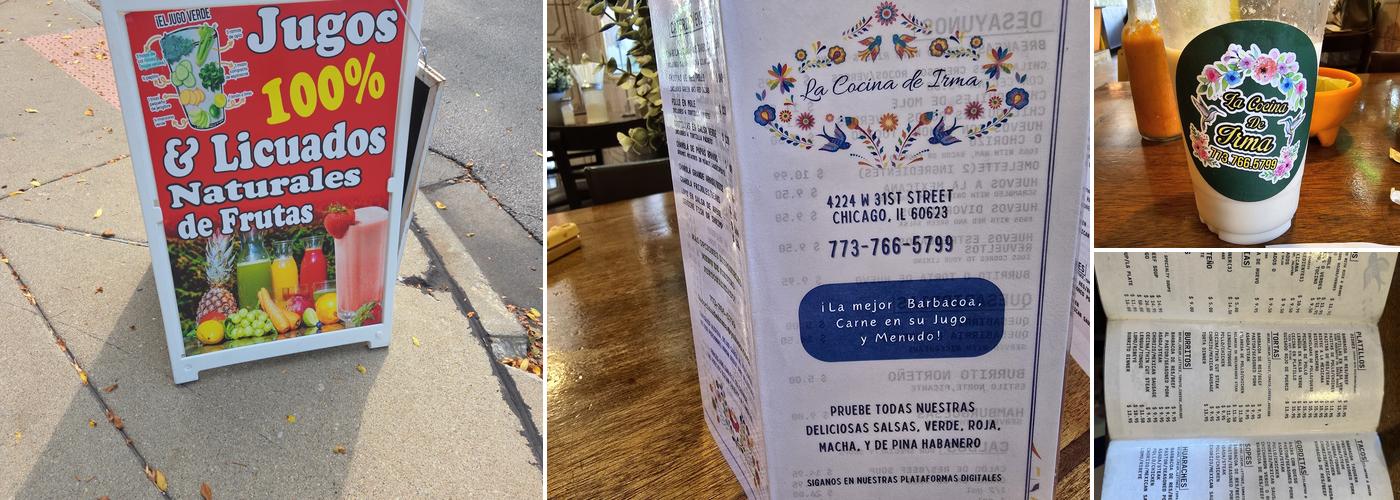 La Cocina de Irma Menu