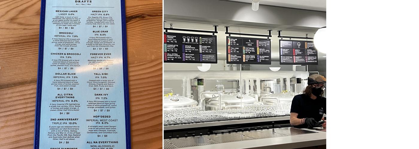 Other Half Taproom Menu