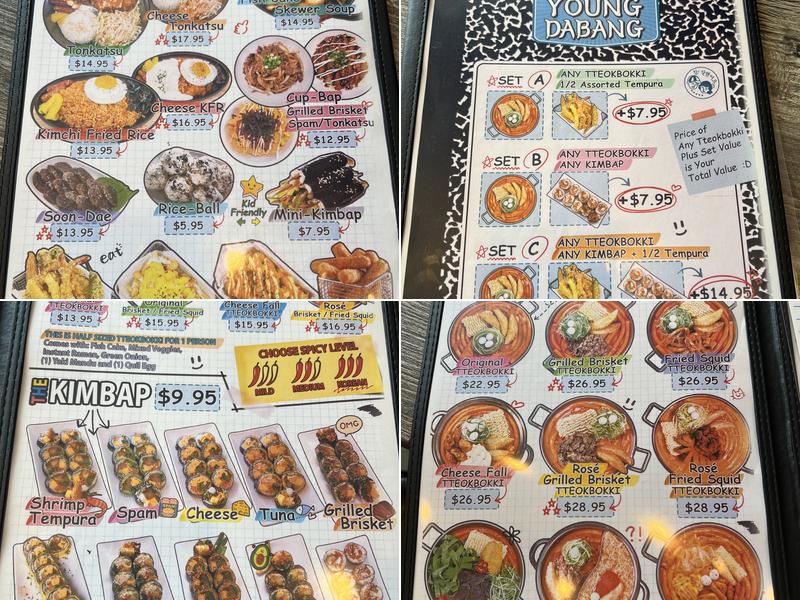 Youngdabang Menu