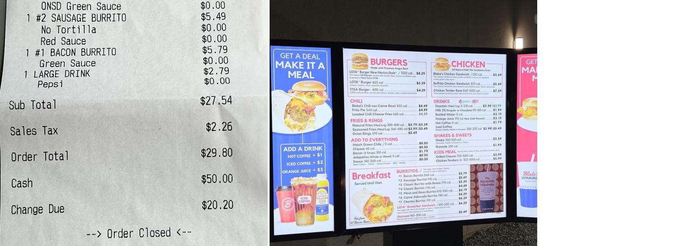 Blake's Lotaburger Menu