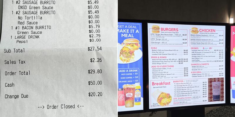 Blake's Lotaburger Menu