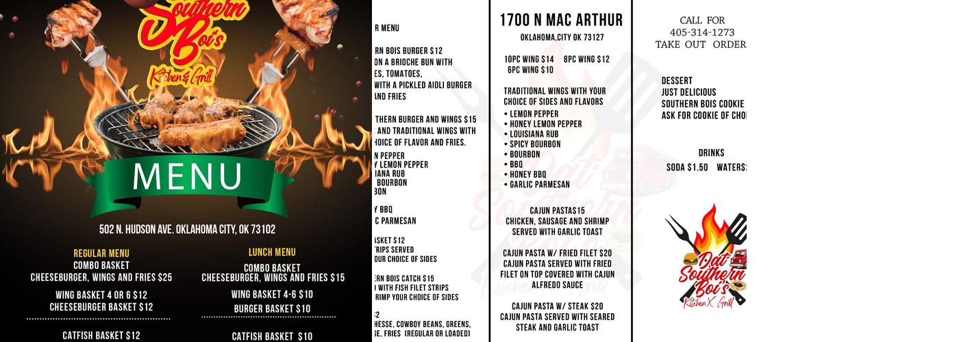 Dat Southern Bois Kitchen&Grill Menu
