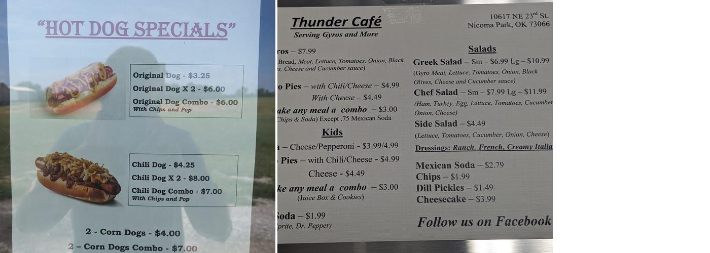 Thunder Cafe Menu