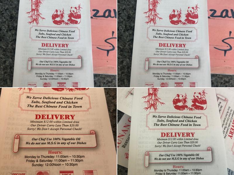 Hunan China Menu