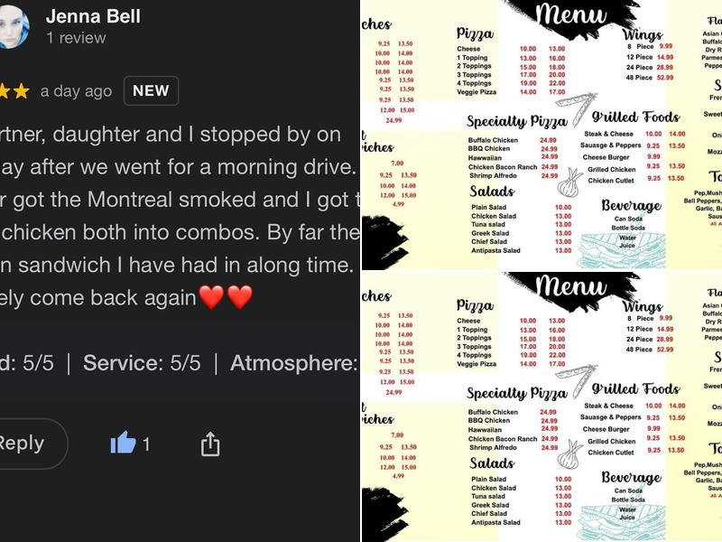 The Sandwich King Pizza Menu